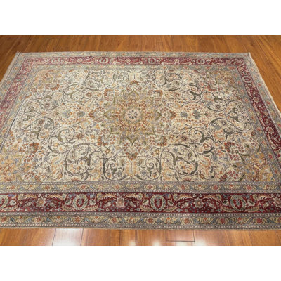Antique Turkish Hereke Silk Rug 5'3"x7'5" | Hand Knotted Floral Medallion Rug | Ivory Burgundy Collector Rug | Rare Luxury Silk Area Rug