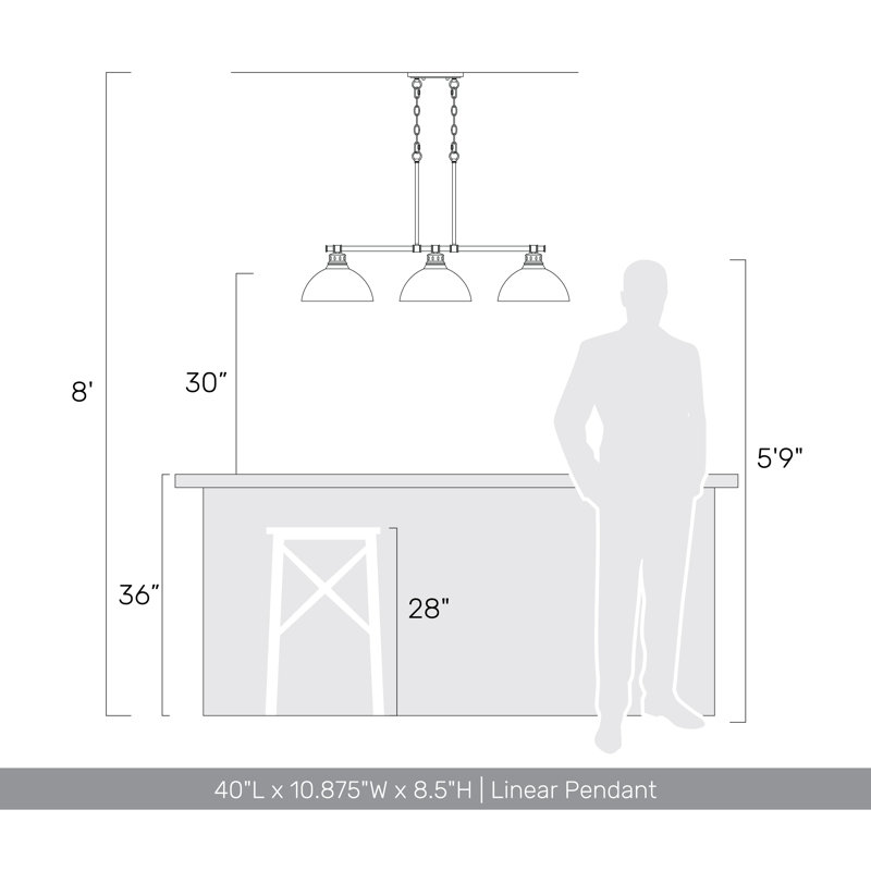 Laramy 3-Light Linear Pendant, Aged Brass, Matte Black