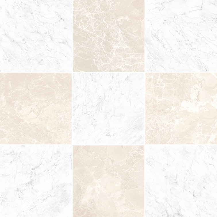 12x12 white and beige checkered tile floor