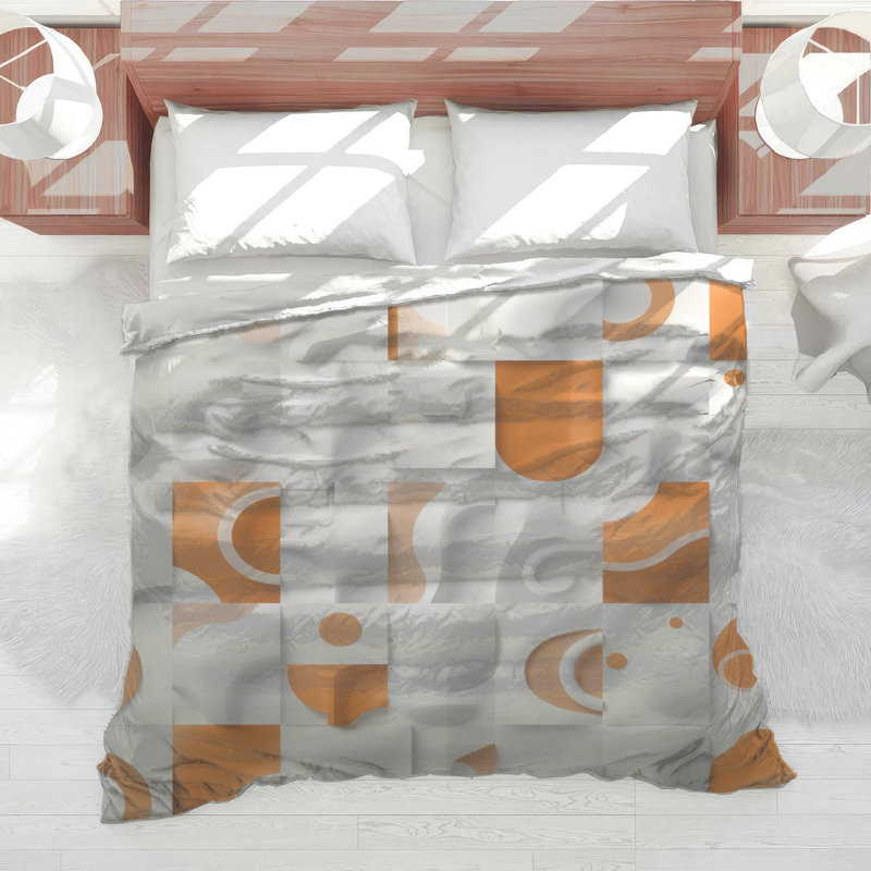 White Orange Abstract Shapes Comforter, Twin Extra Long