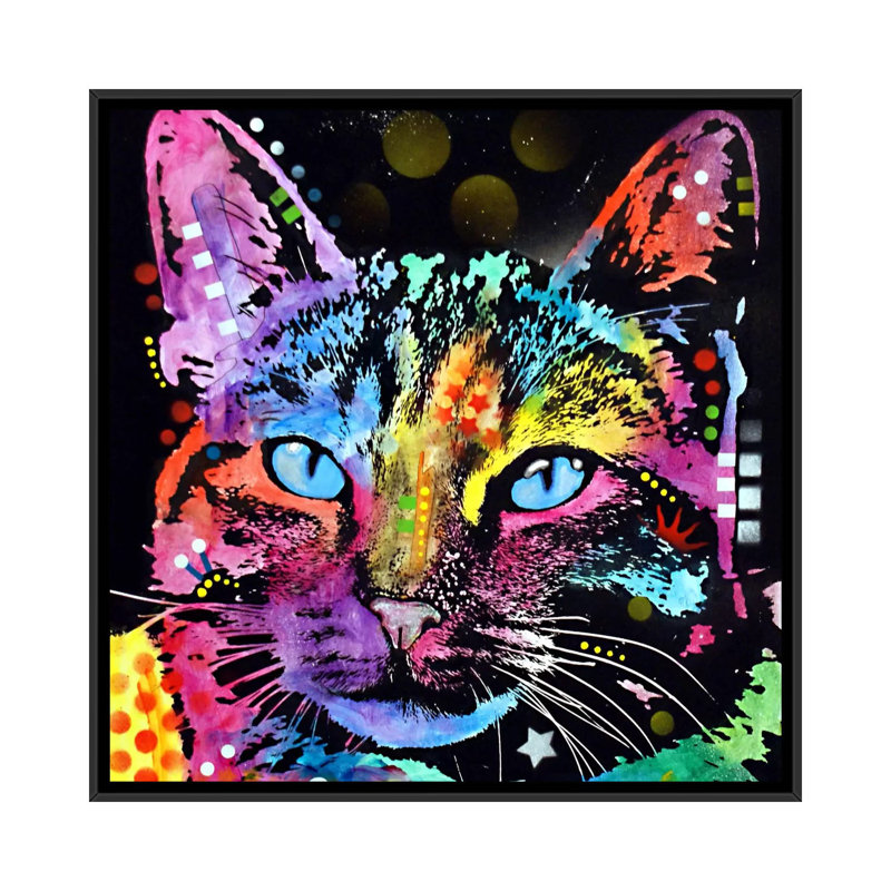 «Thoughtful Cat», impression sur toile, H 18 po x l 18 po x P 1,5 po, Toile avec cadre noir