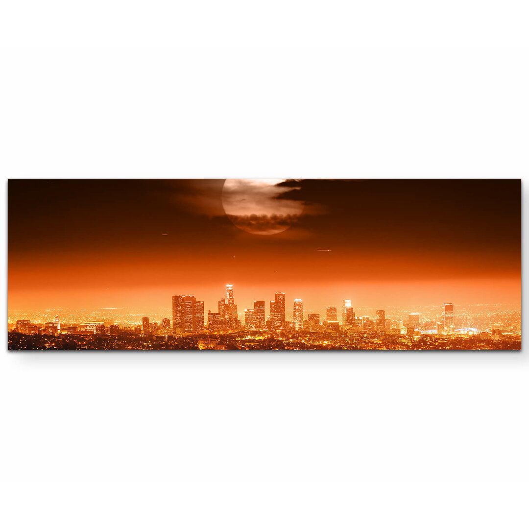 Leinwandbild Skyline von Los Angeles bei Vollmond