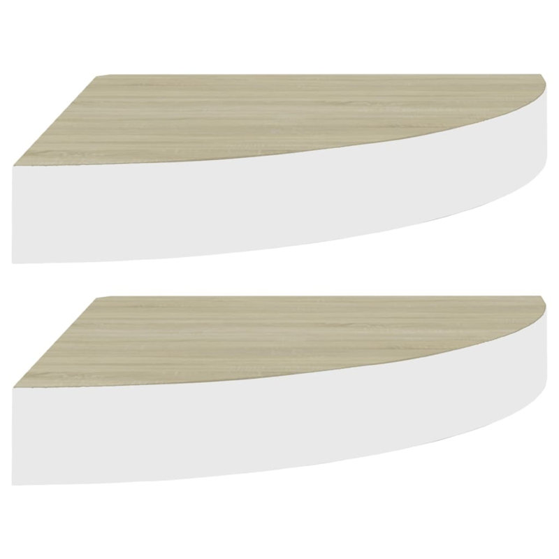 Ensemble de 2 tablettes murales Phoebs, Chêne / Blanc