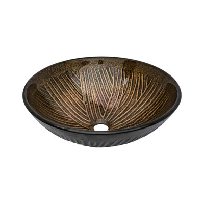 Lavabo de salle de bain vasque circulaire en verre 16,7 "avec bonde escamotable