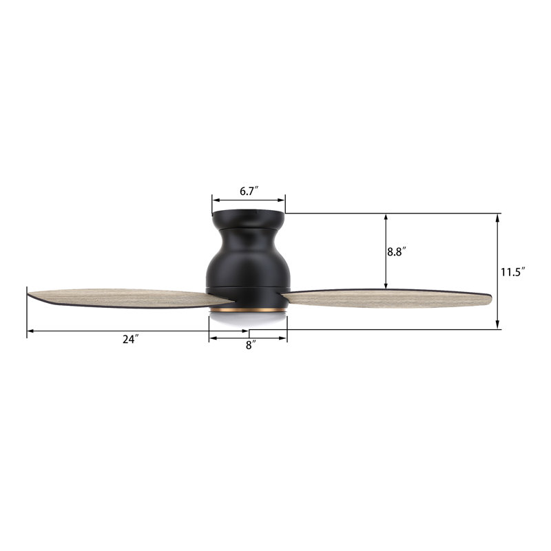  48" Ceiling Fan With Remote, Light Kit Included., Black/Wood 
