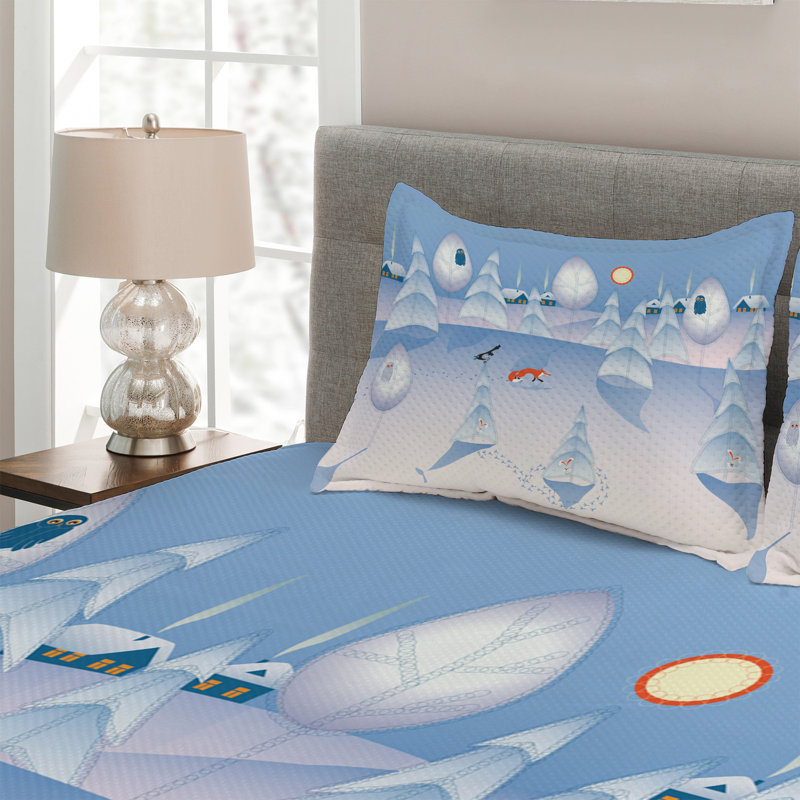 Cartoon Polyester Coverlet, King Bedspread + 2 Shams