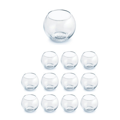  Vase en verre transparent pour poissons, vase floral rond en verre pour fleurs fraîches, bougies flottantes, terrariums, centres de mariage, décoration de table, 4,7 po de diamètre et 3,8 po de hauteur
