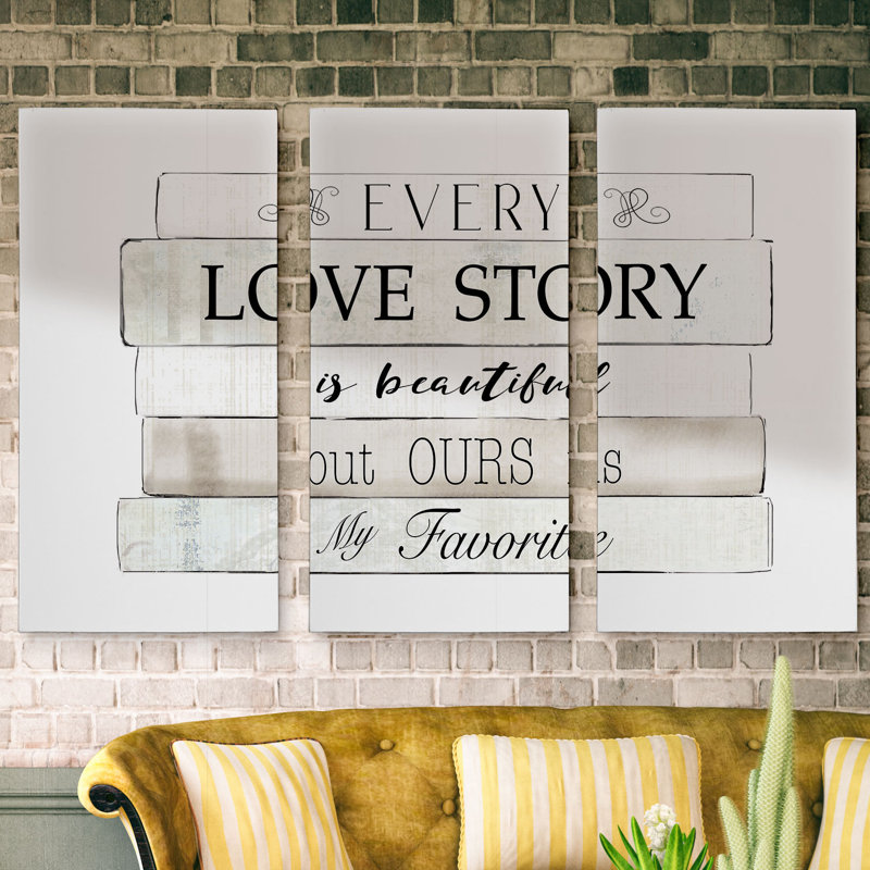 « all love story », art textuel à multiples images sur toile, H 40 po x l 60 po x P 1,5 po