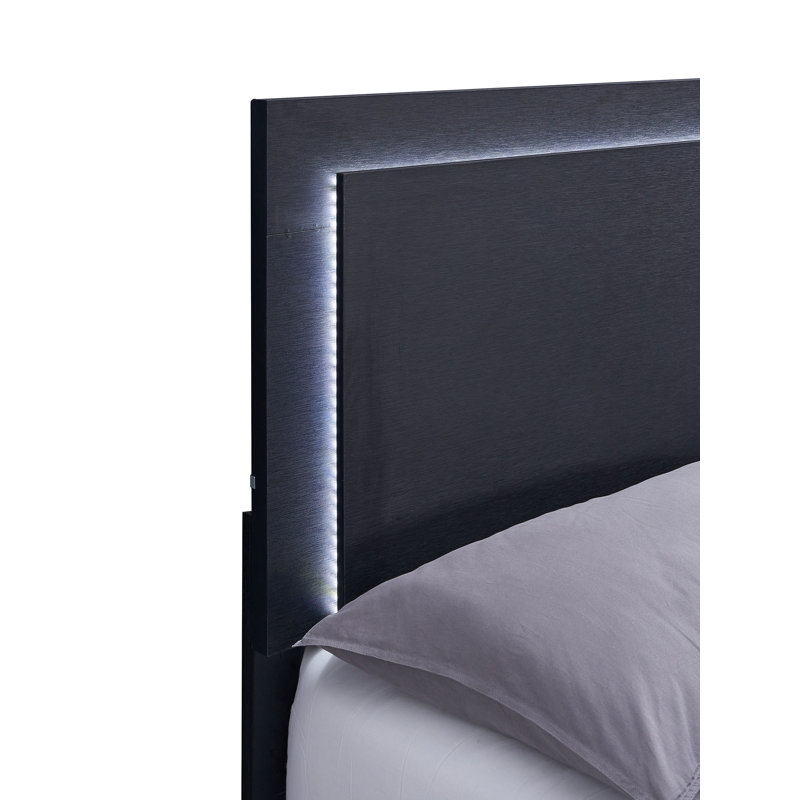 Ensemble sophistiqué de chambre à coucher 4 pièces Watford, Noir, noir, noir, noir, Double XL