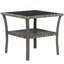 Table d'appoint en rotin, table de bout d'extérieur avec tablette de rangement, cadre carré en aluminium, table basse avec plateau en verre trempé-457457962