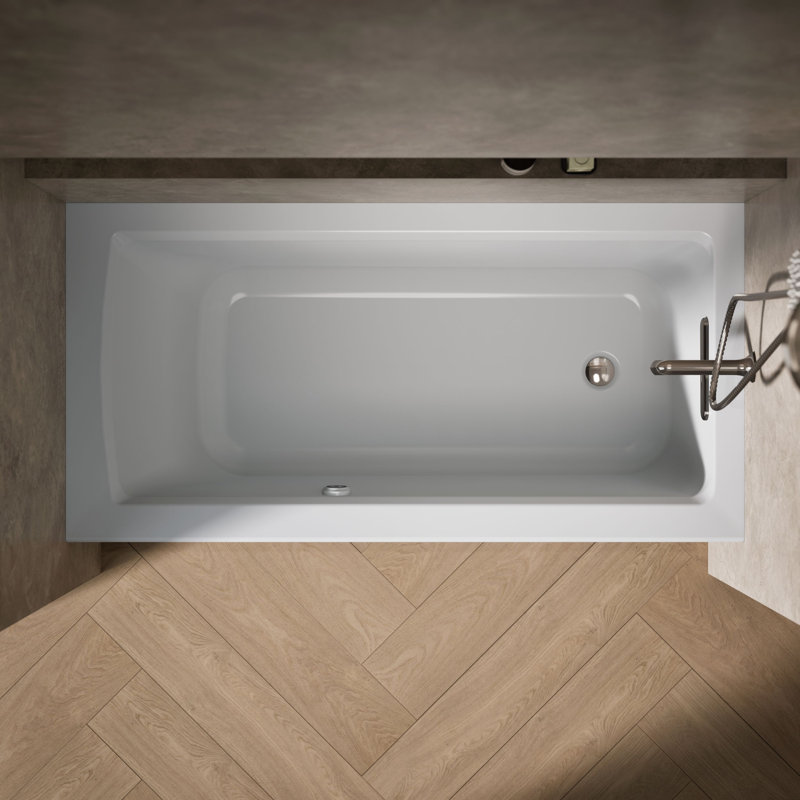 Archer® Alcove Bath with Bask Heated Surface, Integral Apron, Tile Flange, Ice Grey, Right
