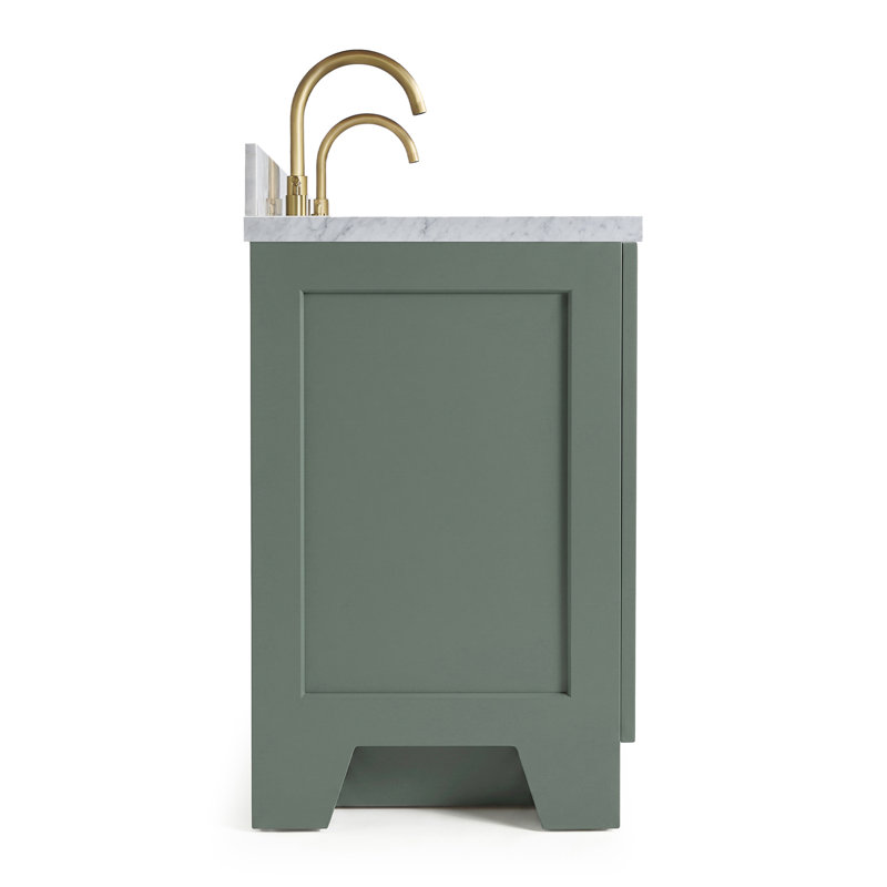 73 IN.  Single Bathroom Vanity, Rectangular, Vintage Green, Carrara Marble