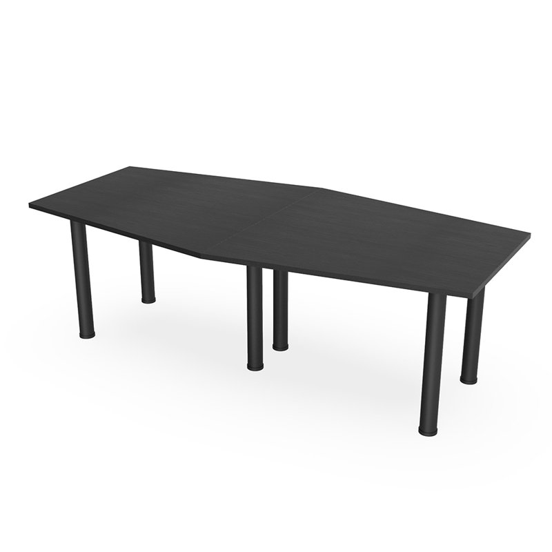 Table hexagonale avec pieds Nyemia, Cyprès noir, Noir mat, L 96 po x l 48 po