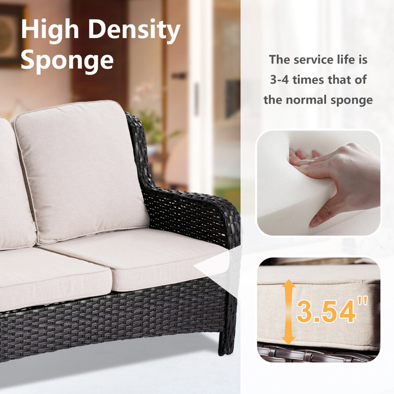 Outdoor 4-Seat Sofa With Coffee Table, Beige