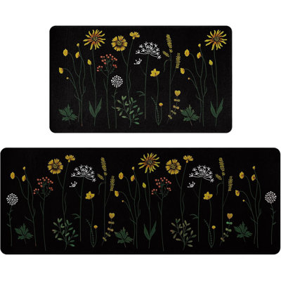 Colorful Floral Kitchen Floor Mat