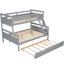 Lit simple superposé au dessus d'un lit double avec garde-corps, lit gigogne gris-117514034