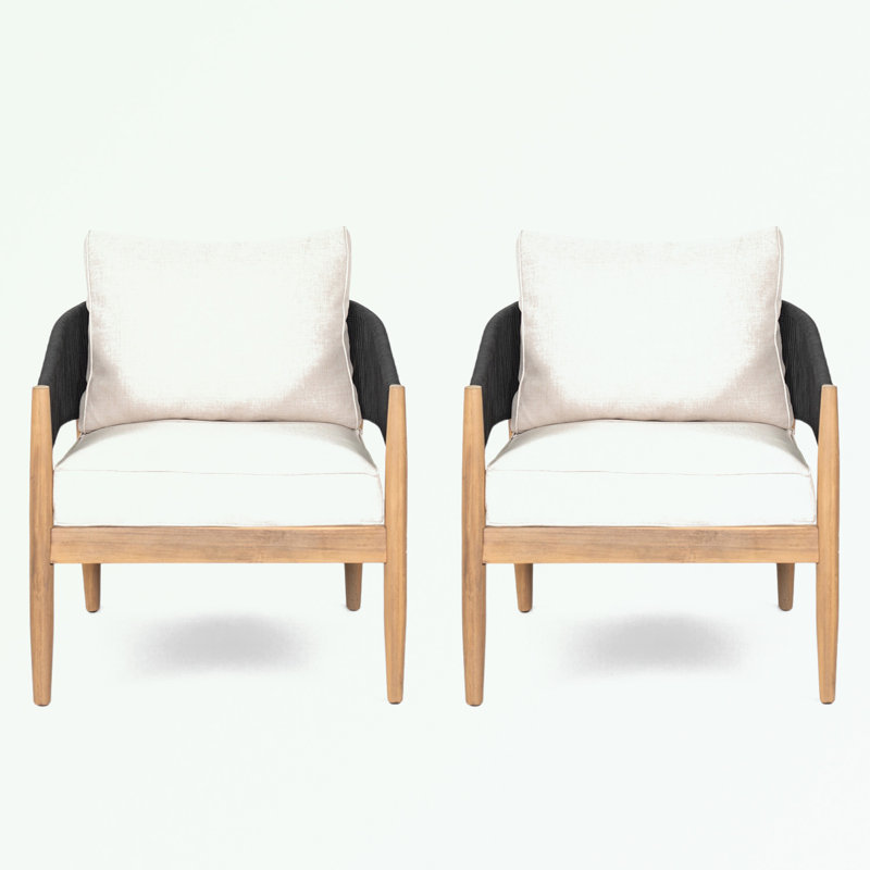 Ensemble de 2 chaises d'extérieur avec coussin moelleux, Noir