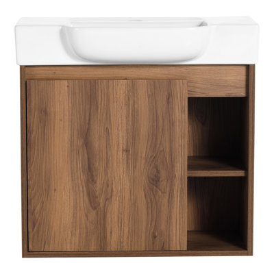 24'' Bathroom Vanity With White Ceramic Sink. Modern Design, Soft-Close Door. Plywood Structure, -. And Sink Door, Construction. , Cabinet