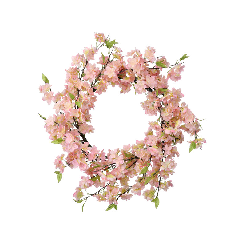 Couronne de cerisier en fleurs 24 po, Rose