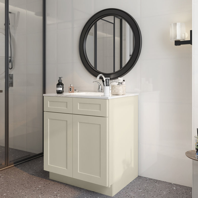 Ready-to-Assemble Kitchen Sink Base Cabinet with Adjustable Shelves and Soft Close, Shaker Antique White