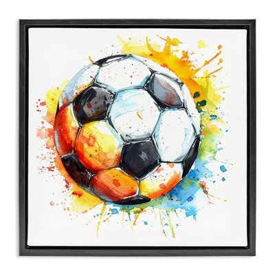  «Soccer Ball Bright Splash», art mural encadré sur toile flottante par LSR Design Studio