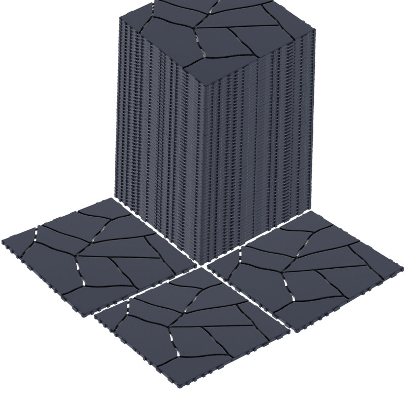 Carreaux de terrasse 12 po x 12 po en plastique gris à emboîtement toutes saisons (44 PCS)
