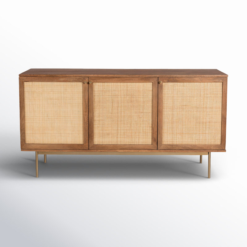 Richmond 57.25'' Walnut Mango Wood Sideboard with Cane Panels