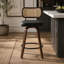 Ensemble de 2 tabourets de bar hauteur comptoir - Tabourets de bar en rotin de 66 cm avec dossier en canne, siège rembourré et pivotant, pour îlot de cuisine, comptoir ou bar.-1230747344-1230747346