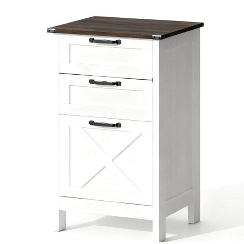 Classeur de bureau, 3 tiroirs, usage domestique, style rustique, barre réglable, fonctionnement silencieux et moderne des tiroirs, thème du design, compartiments, revêtement à gratter