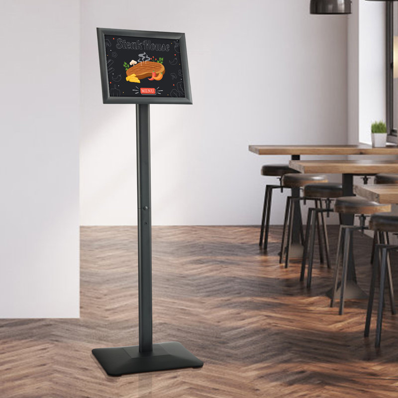 Porte-affiche piédestal avec base en métal, H 46,80 po x l 13,20 po x P 11,60 po
