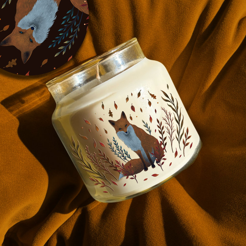 Bougie en cire de soja 18 oz avec couvercle en bois Autumn Fox