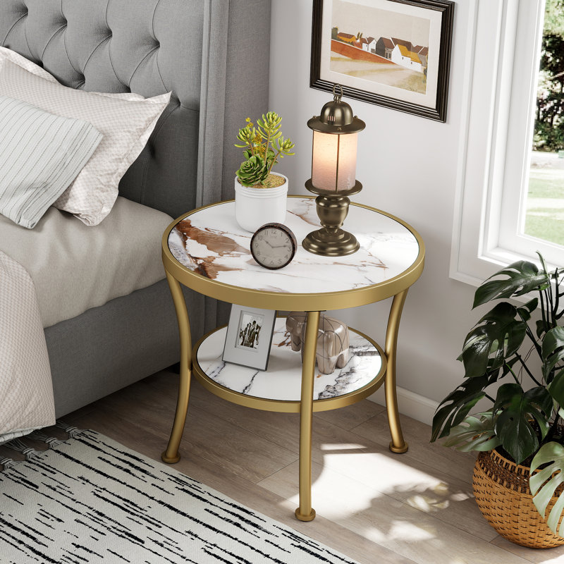 Coffee Table Set, White/Gold