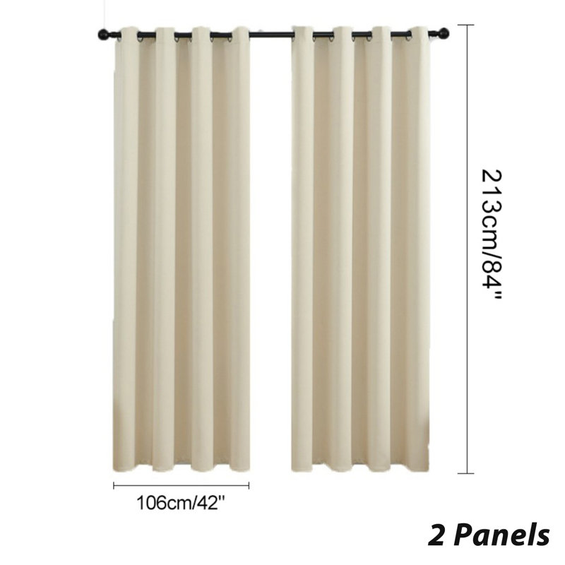 2 Pieces Beige Blackout Curtains Bedroom Curtains Grommet Curtains Thermal Insulated Room Darkening Small Window Panels