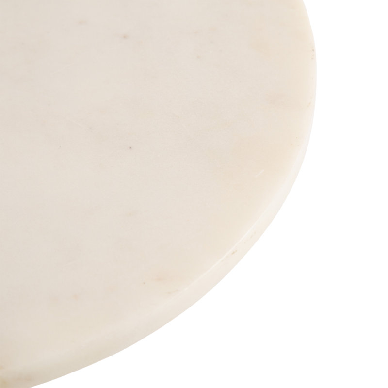 Round Marble Side Table, Blanc, Doré