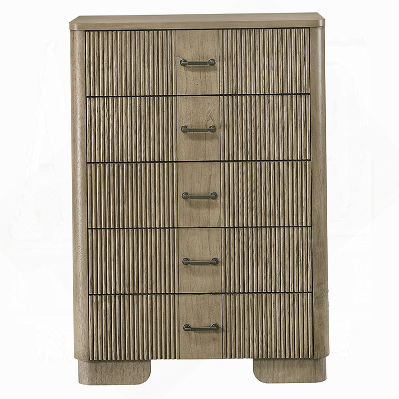 Commode verticale de style transitionnel avec 5 tiroirs de rangement pour la chambre à coucher