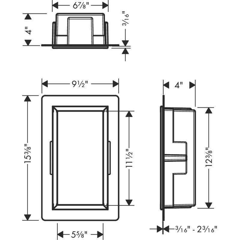 Xtrastoris 9.5" W Original Wall Shower Niche with Integrated Frame, Concrete Gray