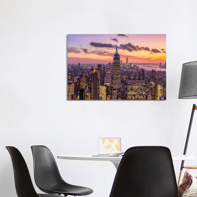 Empire State Building at sunset, Midtown Manhattan, New York City, USA 1 Piece Wrapped Canvas Wall Art