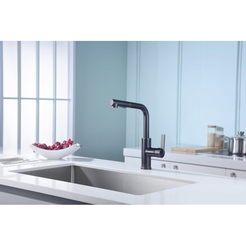 Hena Collection 1-Hole Installation Single Handle Kitchen Faucet with Pull Out Spout Sprayer - Oil Rubbed Bronze