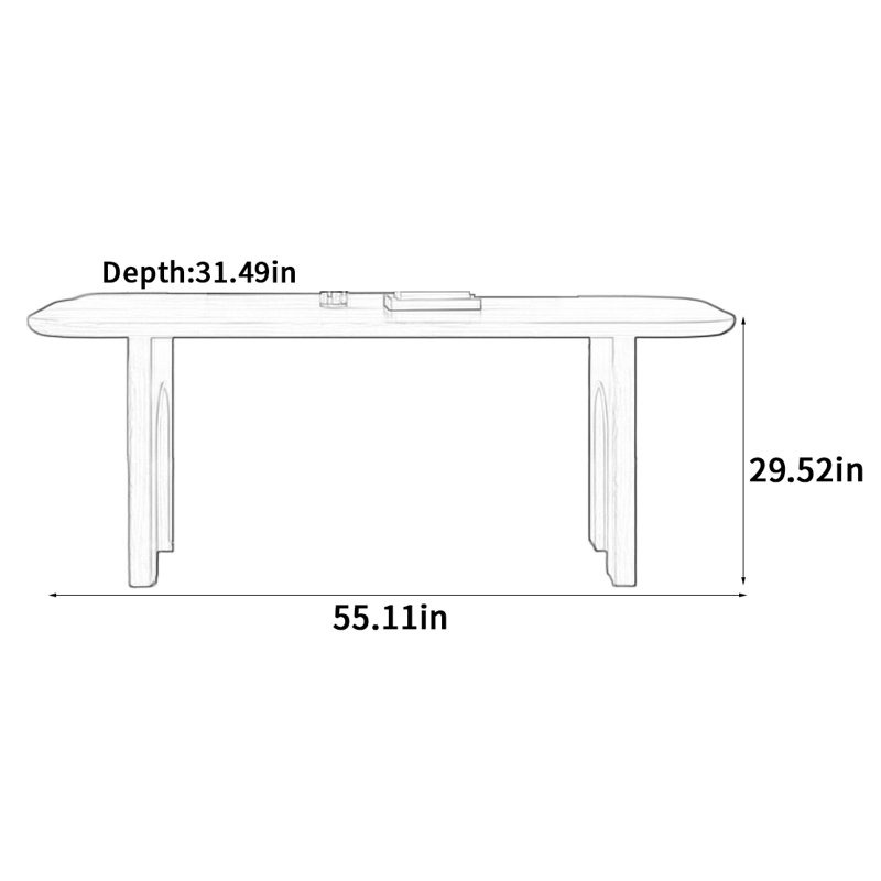 Table de salle à manger haut de gamme en bois massif, H 29,52 po x L 55,11 po x l 31,49 po