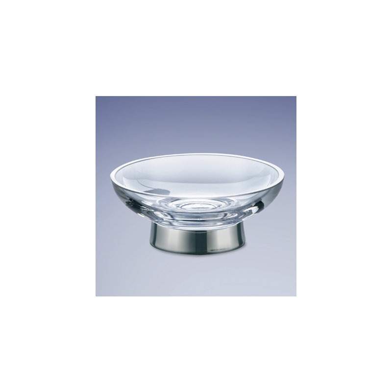 Porte-savon autoportant rond en verre, Chrome