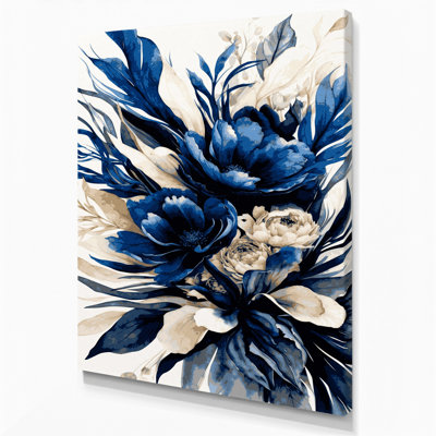 Aquarelle, art floral gris sur toile