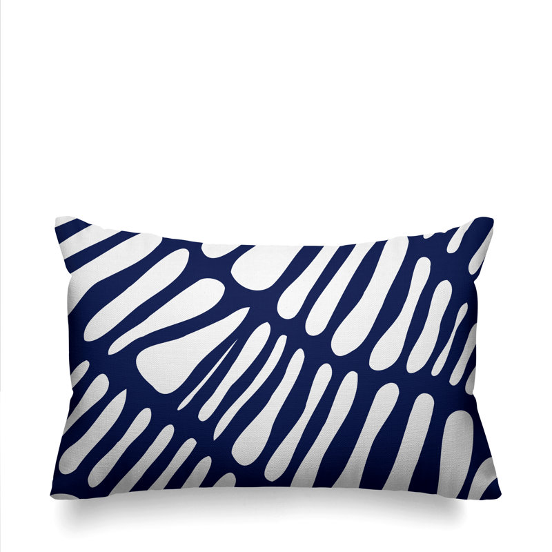 Housse de coussin rectangulaire pour l'extérieur Tribal, Bleu marine