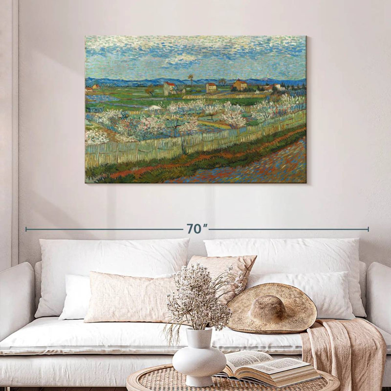Pêche d'Alvord en fleur, H 30 po x l 45 po
