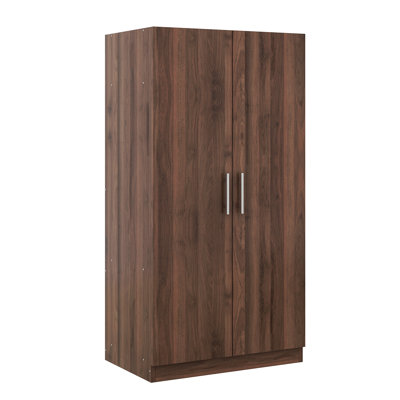 Armoire-penderie 2 portes en bois avec 3 tablettes de rangement