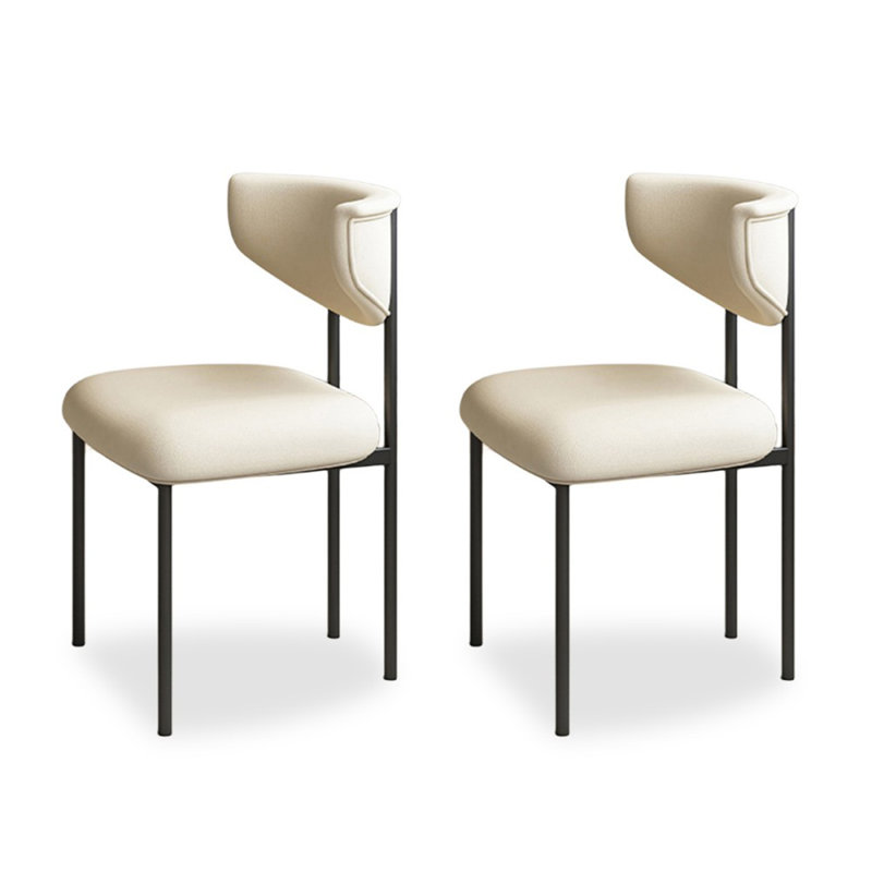 Chaise d'appoint à dossier beige uni (ensemble de 2), Beige
