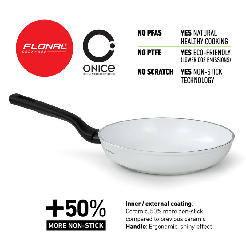 Poêle à frire en céramique blanche Onice 8 po - revêtement antiadhésif écologique, 8"