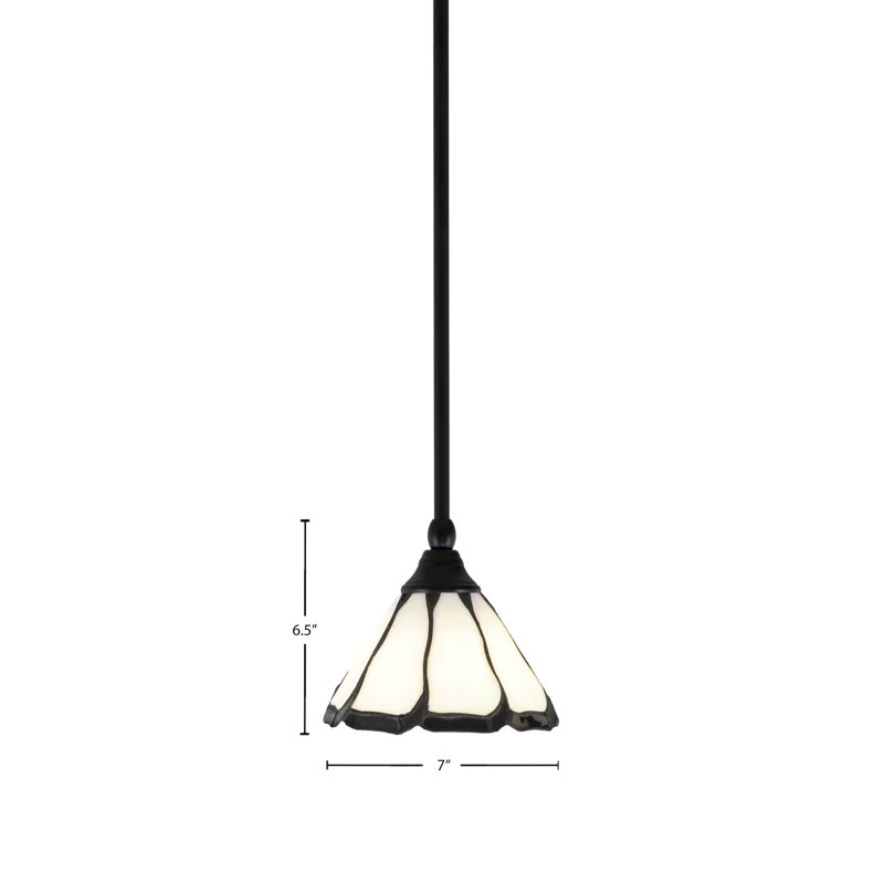 Mini-luminaire suspendu suspendu au fini noir mat avec verre d'art perle de 7 po et flair noir