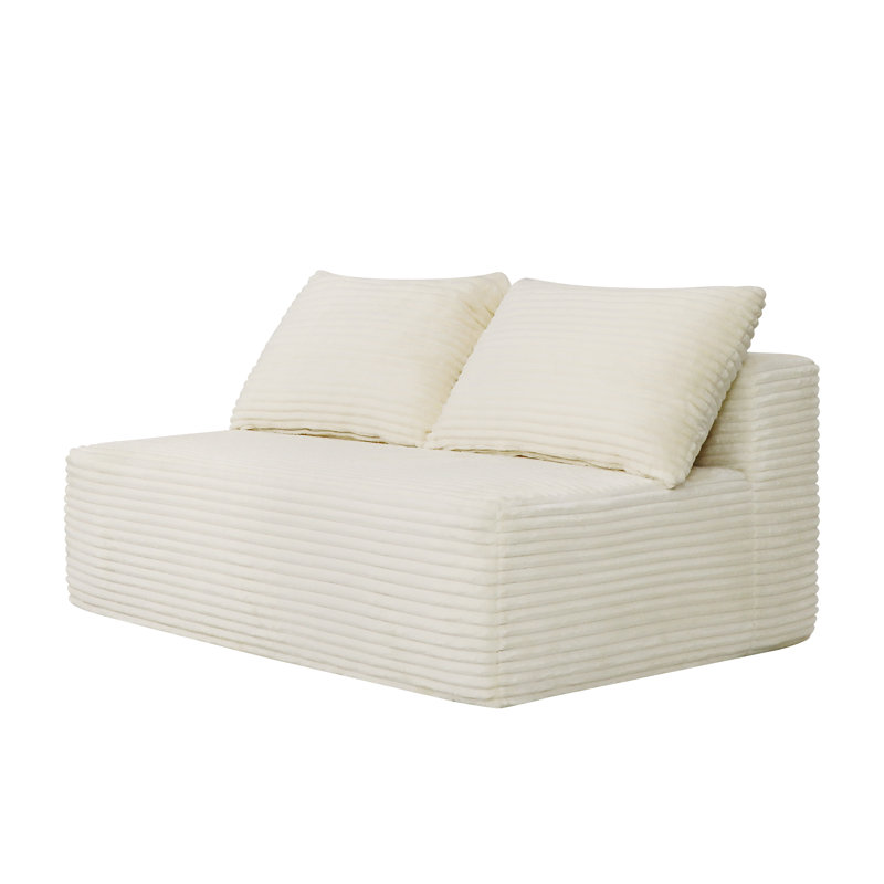 Chaise Lounge 57" Fabric White No Assembly Required
