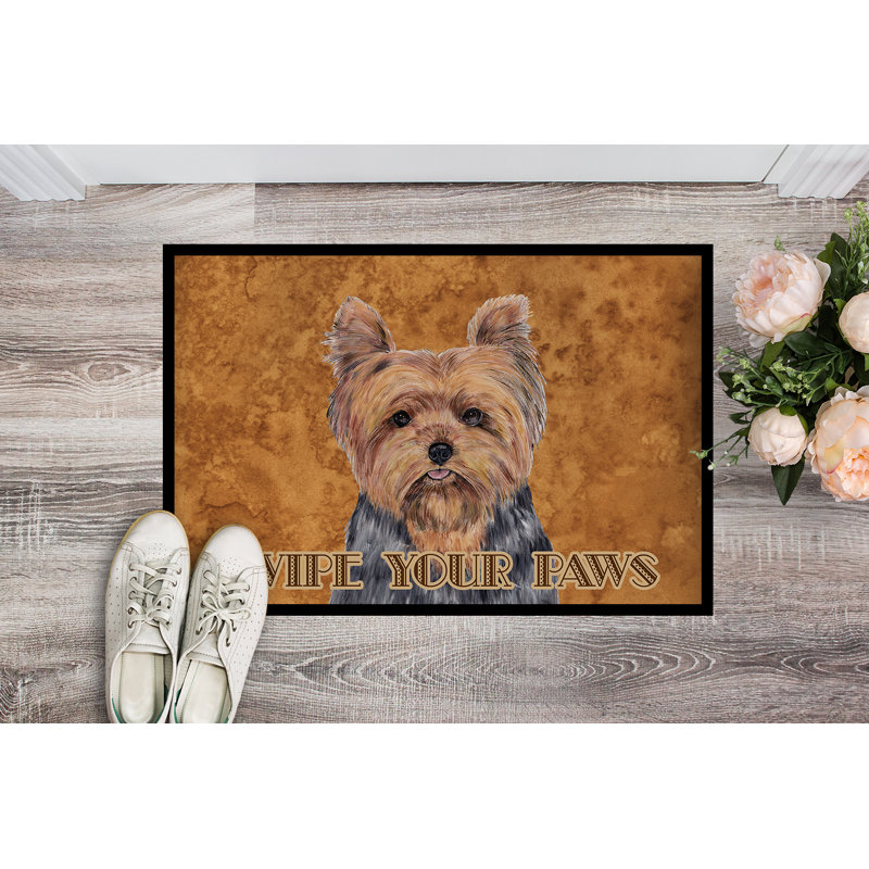 Tapis de porte d’intérieur anti-dérapant yorkie, Rectangle 1 pi 6 po x 2 pi 3 po