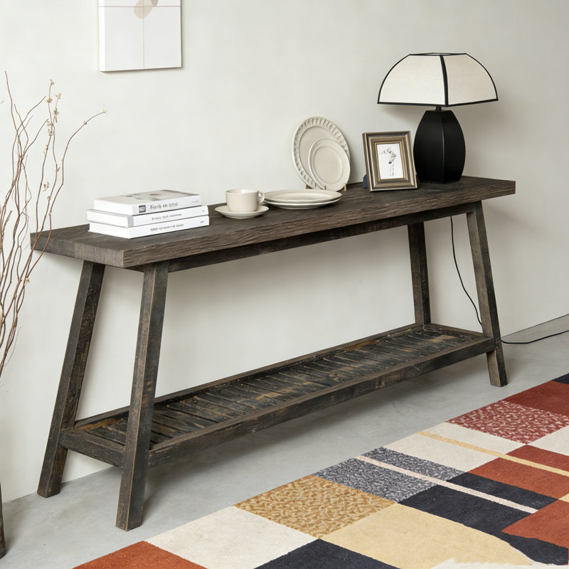 Farmhouse Entryway Table 2-Tier Sofa Table, Gray